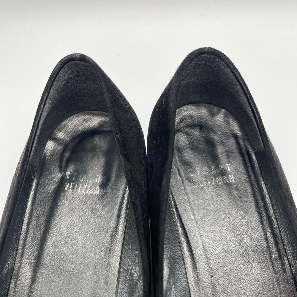 Stuart Weitzman Women's Black Suede Closed Toe Wedge Pumps Size 8 1/2 M - Picture 6 of 10